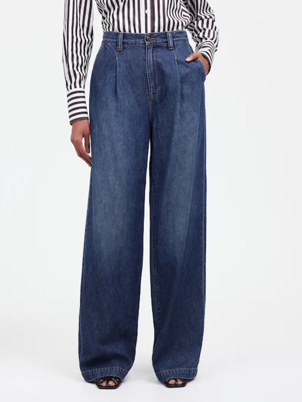 Madewell Wide-Leg Trouser Jeans in Dark Blue Airy Denim